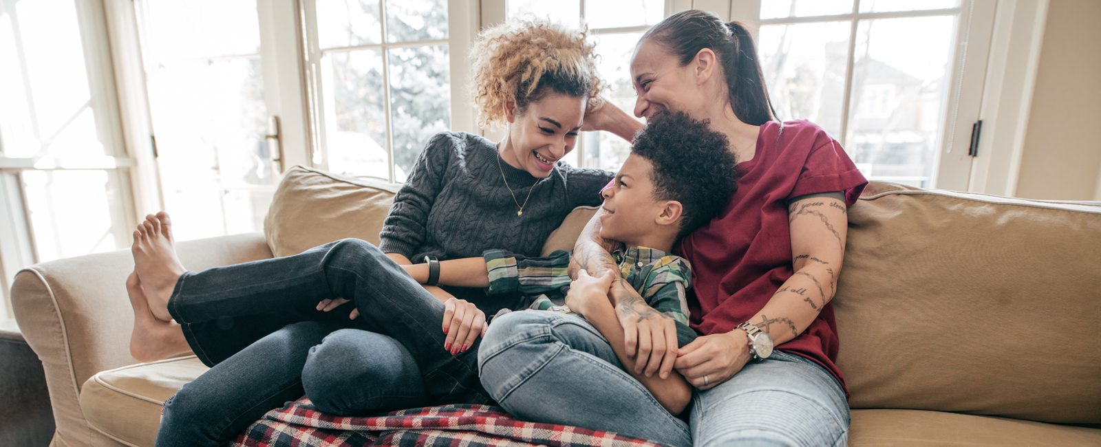 Stock family on sofa