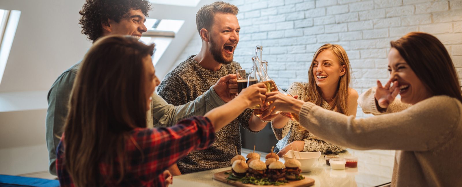 Stock friends toasting