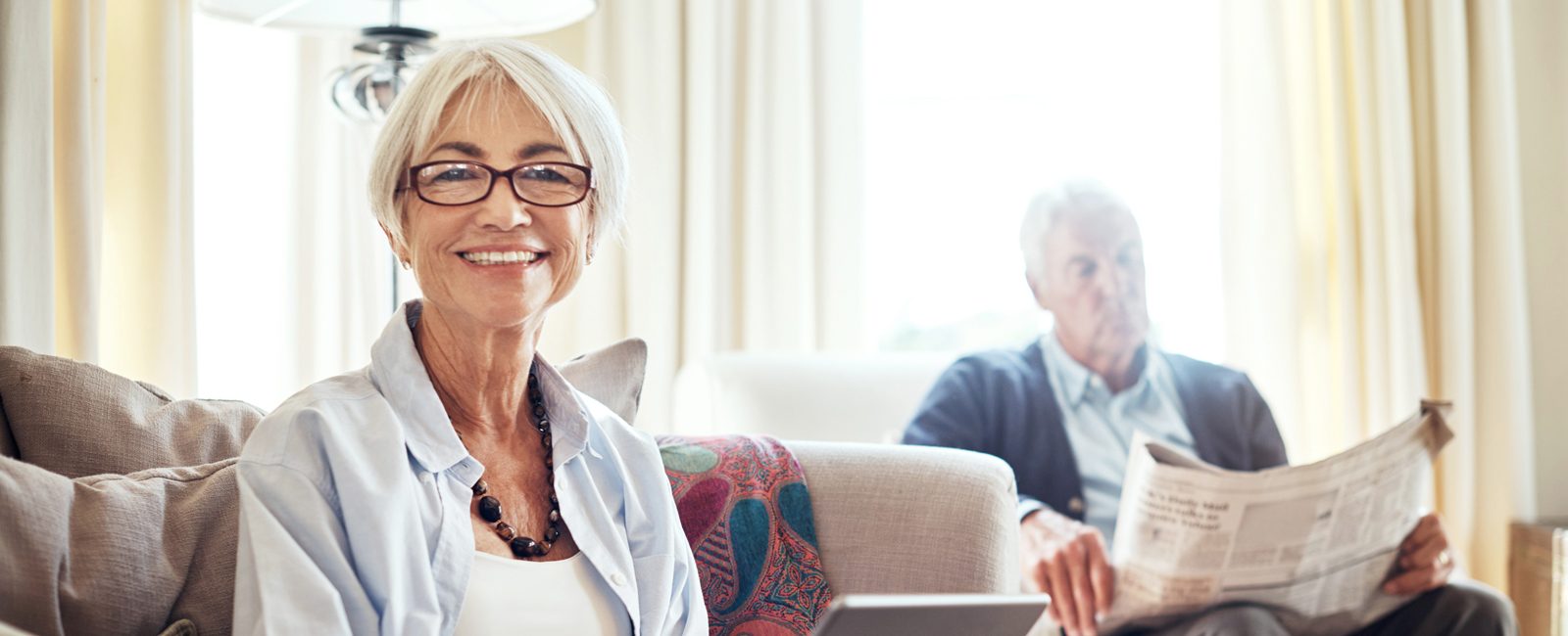 Stock older couple reading