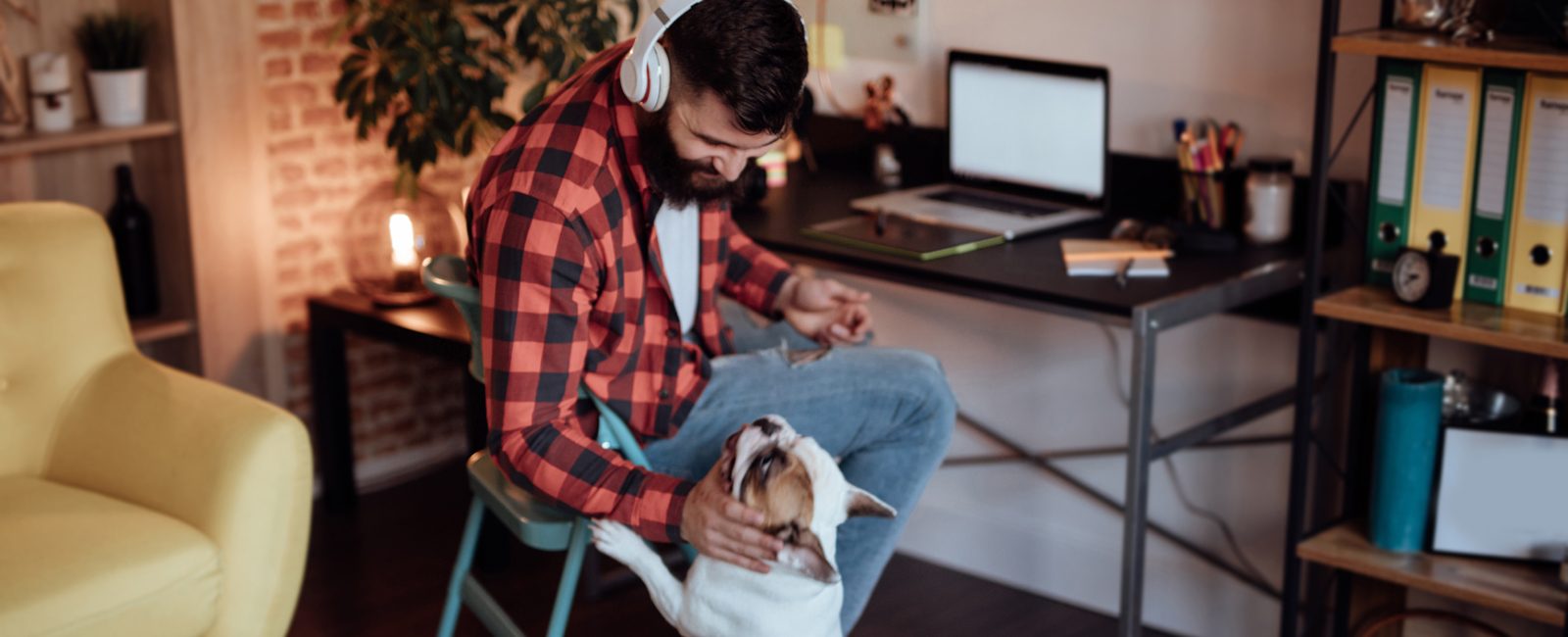 Stock man with dog